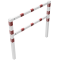 Stationary access barriers | for bolting on site | with top and quarter-bent bar | hot-dip galvanized and white coatedwith red reflecting stripes | total width: 1500 mm